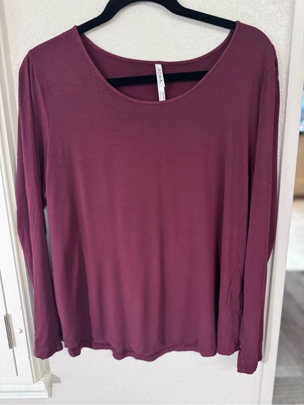 Soma Maroon Cool Nights Long-Sleeve Pajama Top